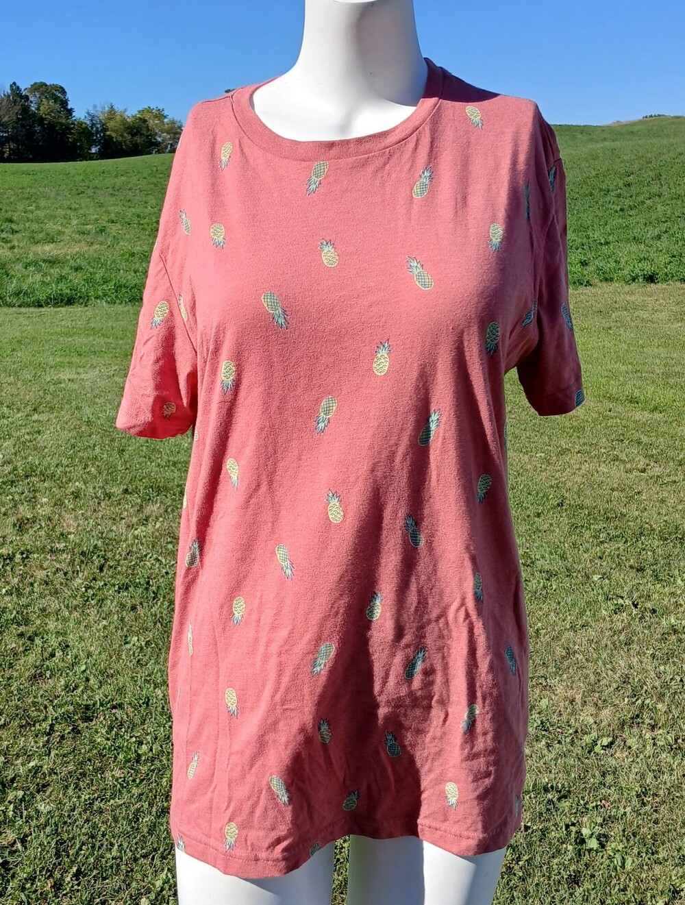 Aeropostale Pineapple Print Tee Shirt T-shirt Top size M medium Pink Pineapples